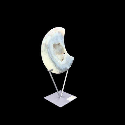 Agate Druzy Moon on Metal Base – 29cm | 1.24kg