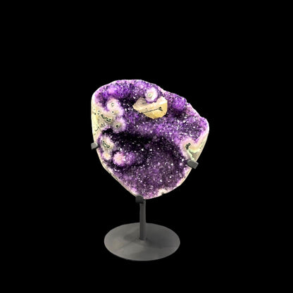 Uruguayan Amethyst with Stalactite & Calcite Inclusions on Metal Base – 33cm | 6.36kg