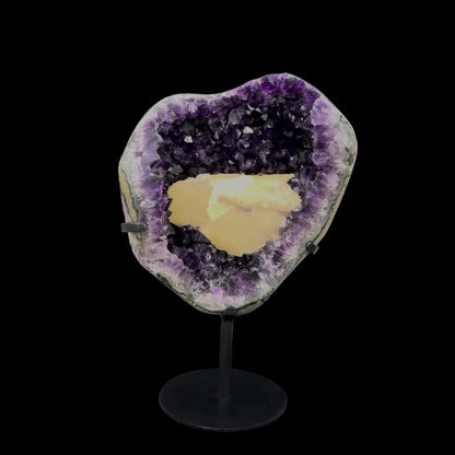 Uruguayan Amethyst with Calcite Inclusion on Metal Base – 35cm | 8.08kg