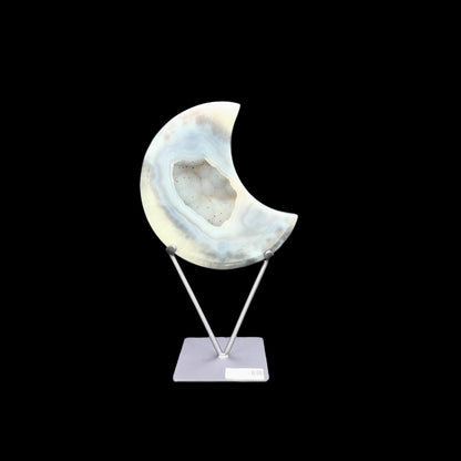 Agate Druzy Moon on Metal Base – 29cm | 1.24kg