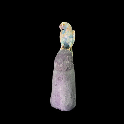 Blue Onyx Bird on Cathedral Amethyst Base – 52cm | 10.98kg