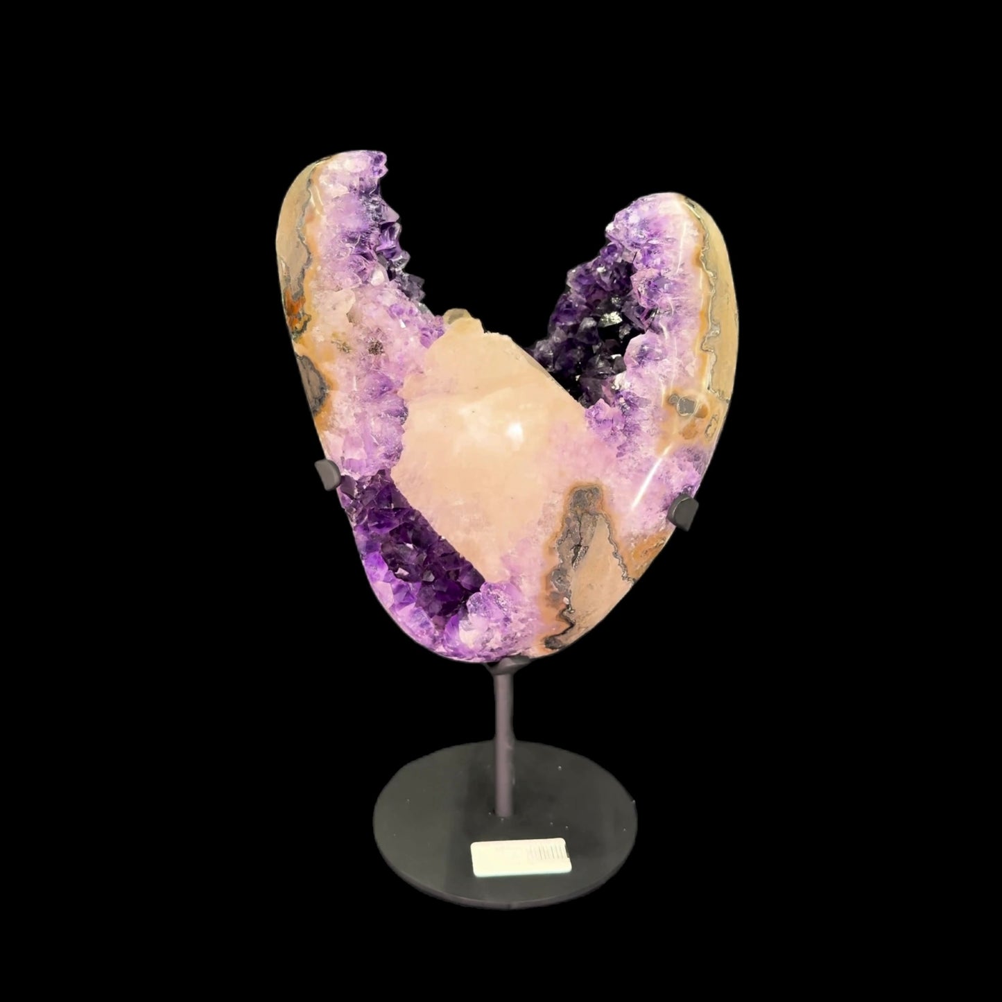 Uruguayan Amethyst with Calcite Inclusion on Metal Base – 29.5cm | 4.86kg