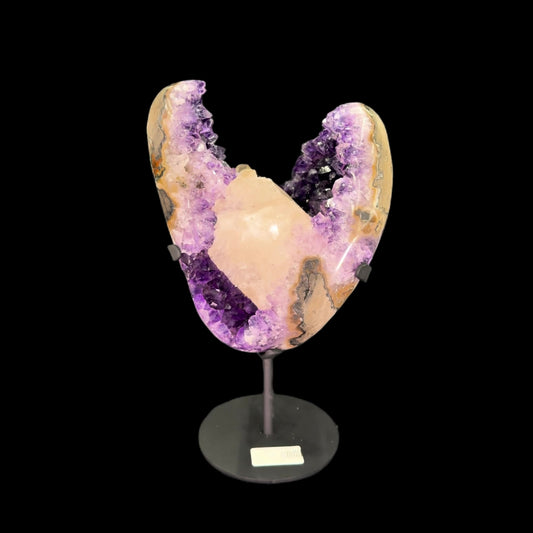 Uruguayan Amethyst with Calcite Inclusion on Metal Base – 29.5cm | 4.86kg