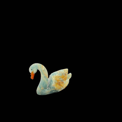 Swan Carving in Blue Onyx with Orange Calcite Beak – 15cm | 2.15kg