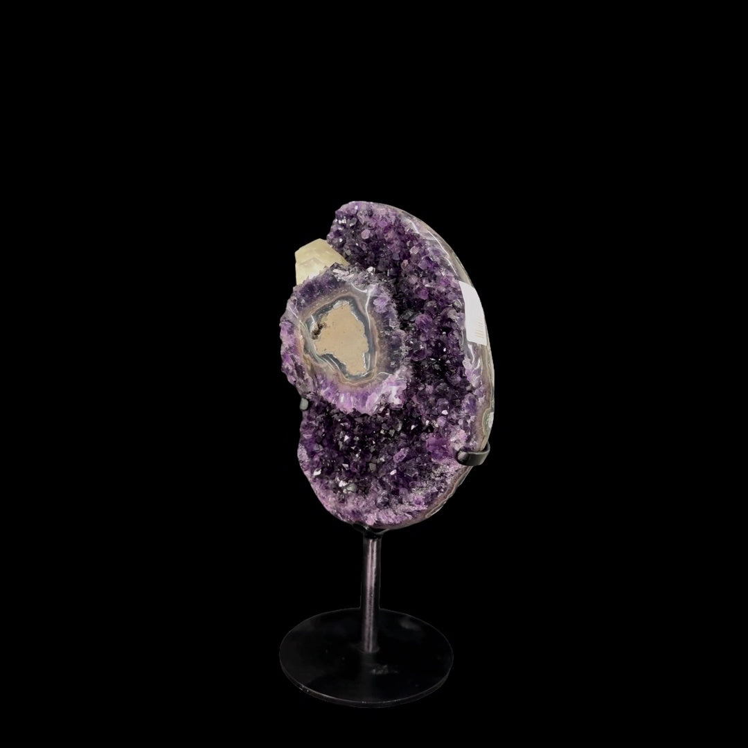 Uruguayan Amethyst with Calcite Inclusion on Metal Base – 32cm | 2.76kg