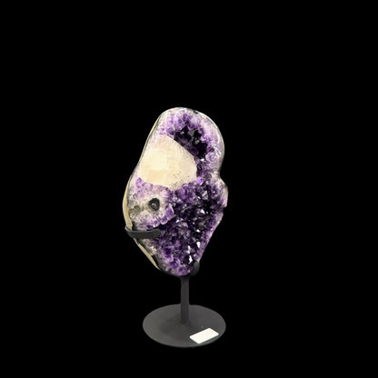 Uruguayan Amethyst with Calcite Inclusion on Metal Base – 35cm | 5.36kg