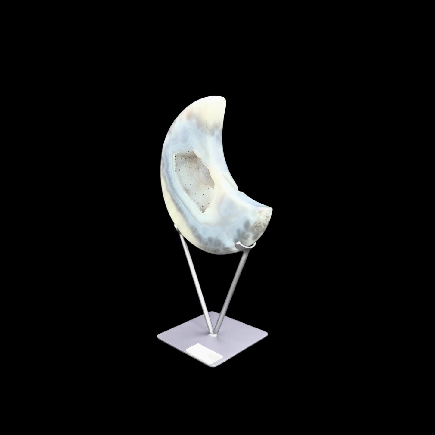 Agate Druzy Moon on Metal Base – 29cm | 1.24kg