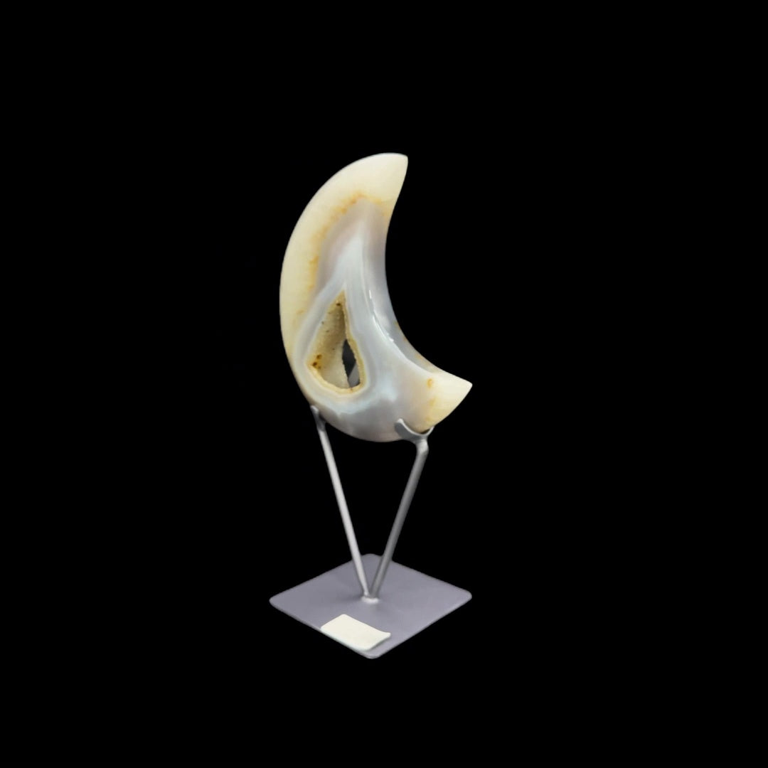 Agate Druzy Moon on Metal Base – 30cm | 1.16kg