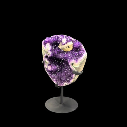 Uruguayan Amethyst with Stalactite & Calcite Inclusions on Metal Base – 33cm | 6.36kg