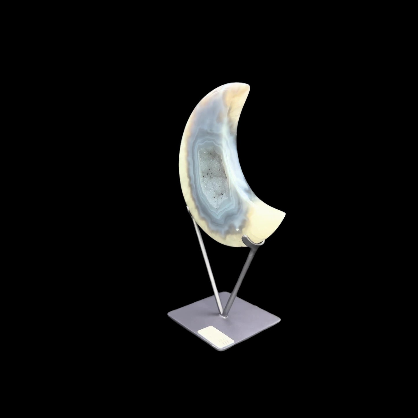Agate Druzy Moon on Metal Base – 28cm | 1.26kg