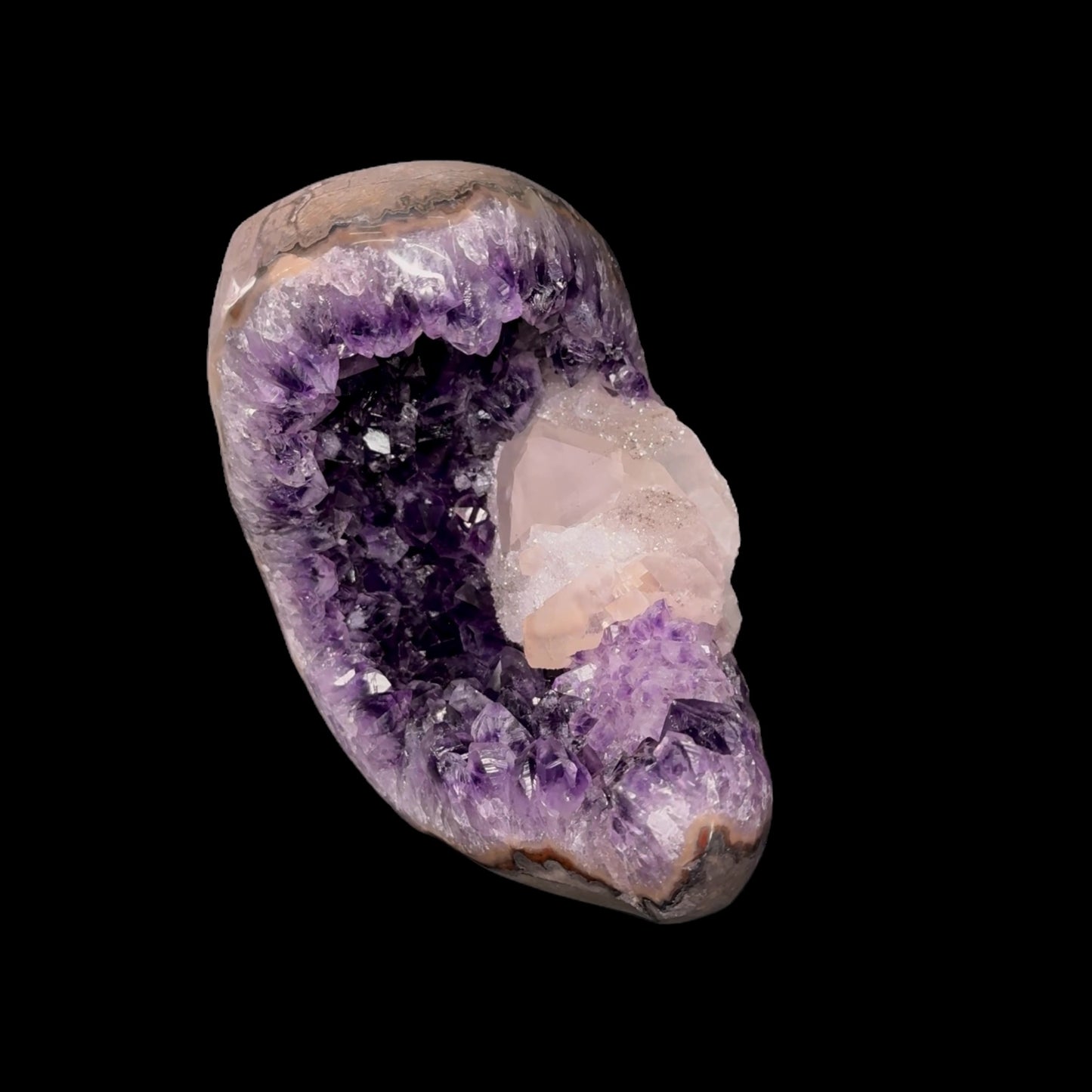 Uruguayan Amethyst with Calcite Inclusion on Metal Base – 29.5cm | 4.86kg