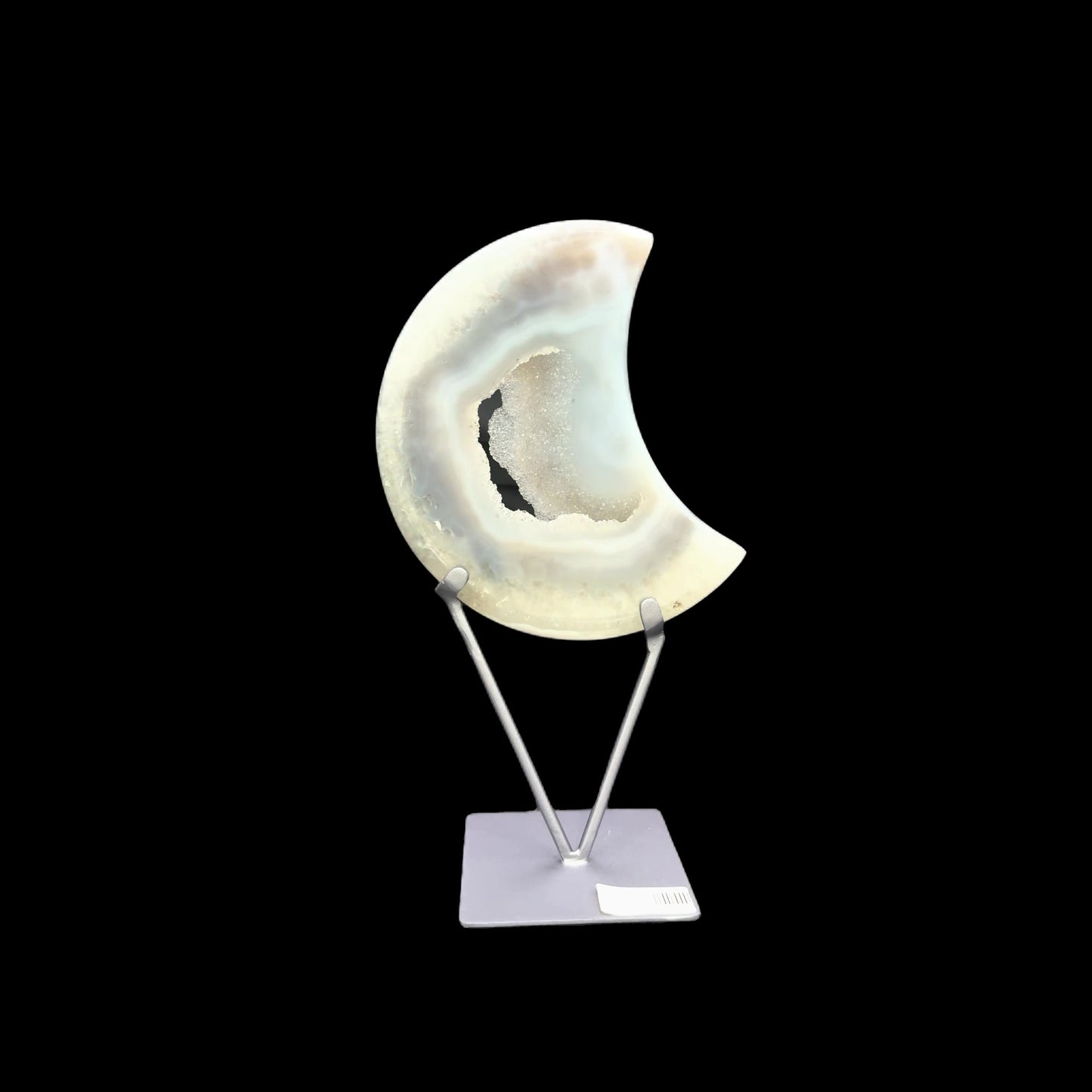 Agate Druzy Moon on Metal Base – 19cm | 1.10kg