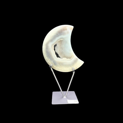 Agate Druzy Moon on Metal Base – 19cm | 1.10kg