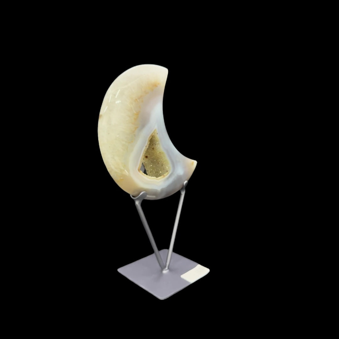 Agate Druzy Moon on Metal Base – 30cm | 1.16kg