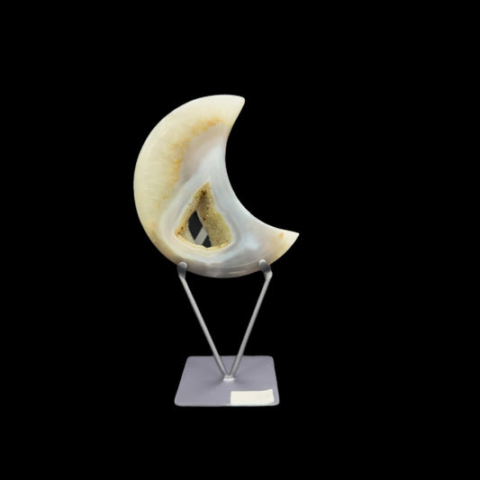 Agate Druzy Moon on Metal Base – 30cm | 1.16kg
