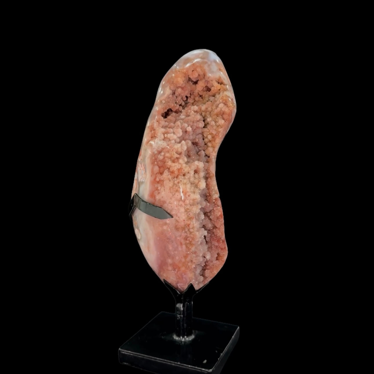 Pink Amethyst Druze on Custom Metal Stand – 33cm | 3.38kg