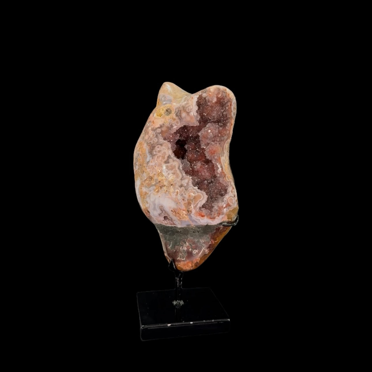 Pink Amethyst Druze on Custom Metal Stand – 28.5cm | 2.7kg