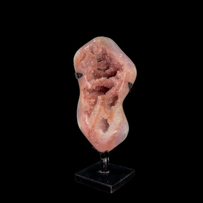 Pink Amethyst Druze on Custom Metal Stand – 33cm | 4.4kg