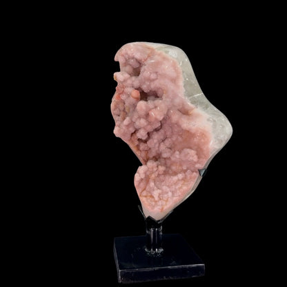 Wide-Form Pink Amethyst Druze on Custom Metal Stand – 34.5cm | 6.7kg