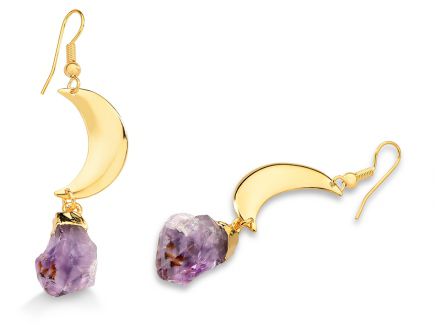 Moon with Druse Earring #1549.1