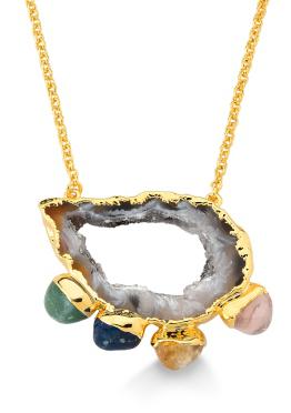 Natural Geode with Tumble Stones Necklace #2043.1
