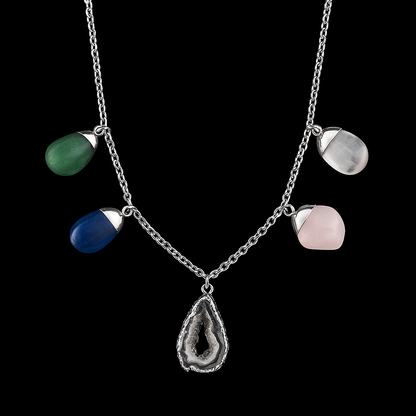 Geode with Tumble Stones Necklace #2053.1