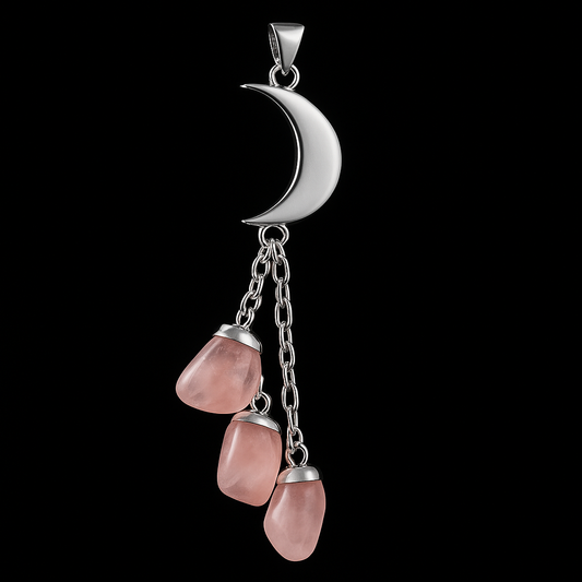 Moon Triple Hanging Druse Pendant #113.1