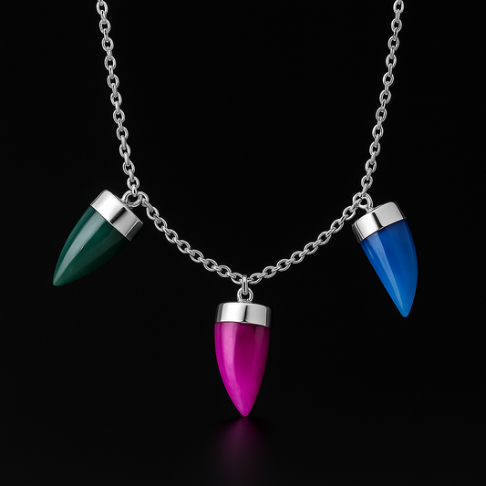 Tripe Crystal end Necklace #2065.1