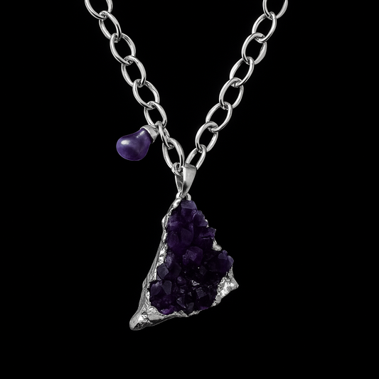 Amethyst Druse with tumblestone Necklace #2056.1