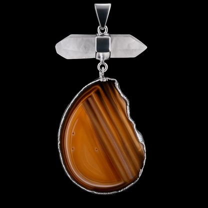 Crystal with Agate Slice Pendant #83.1