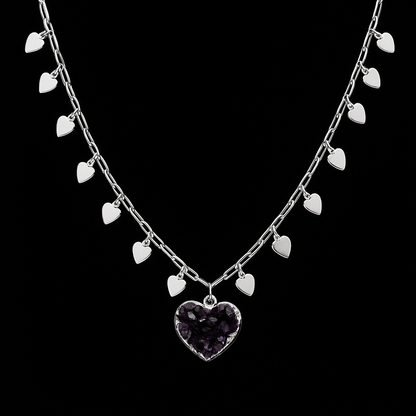 Amethyst heart druse Necklace #2015.1