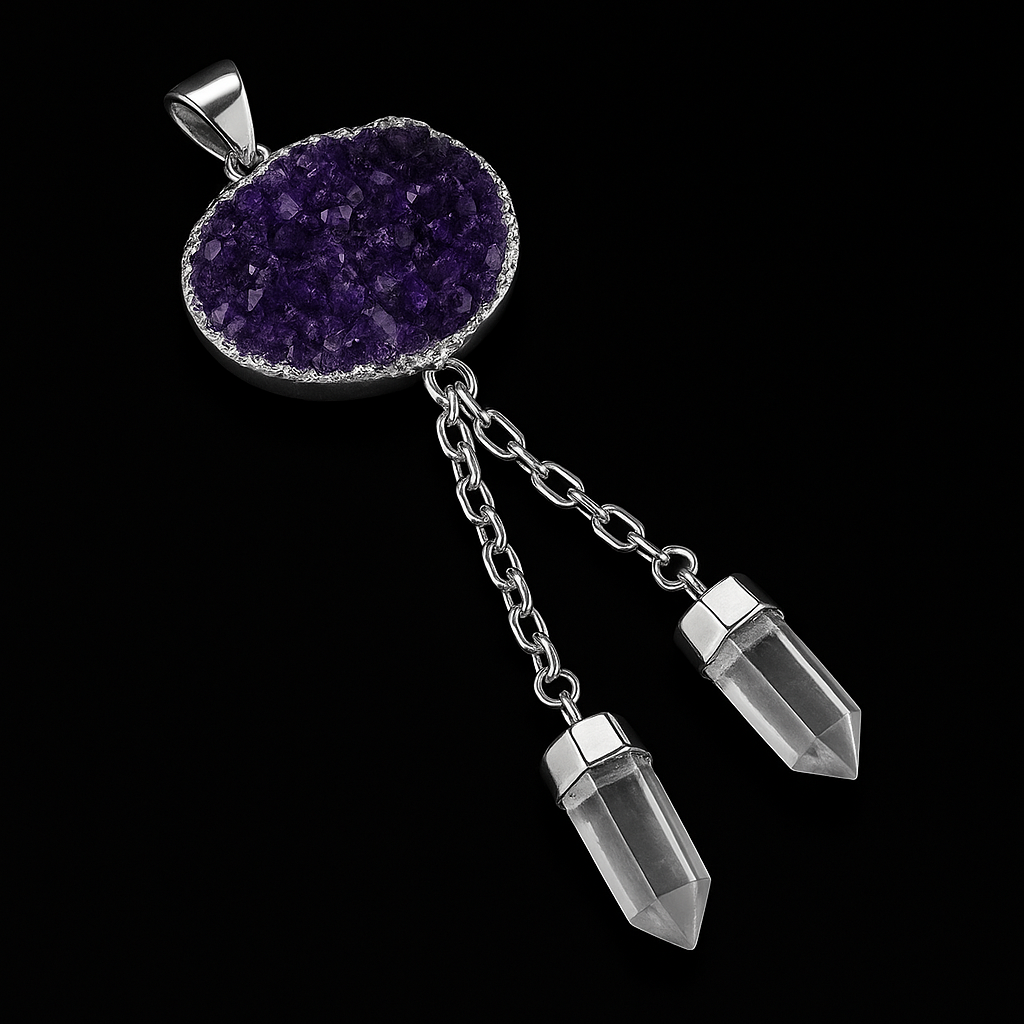 Amethyst Druse with Double Point Pendant #28.1