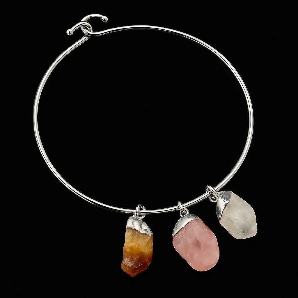 Rose Quartz Crystal and Citrine Bracelet # 1010.1