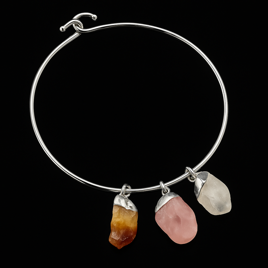 Rose Quartz Crystal and Citrine Bracelet # 1010.1