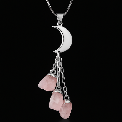 Moon with Tripe end Crystal Necklace #2070.1
