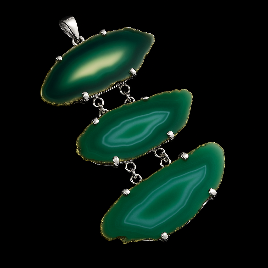 Triple Agate Slice Pendant #64.1