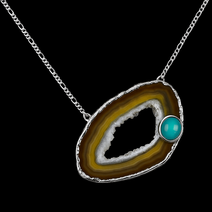 Agate Slice with Crystal Necklace #2016.1