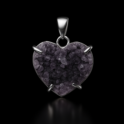 Amethyst Heart Druzy Pendant #132.1