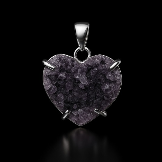 Amethyst Heart Druzy Pendant #132.1