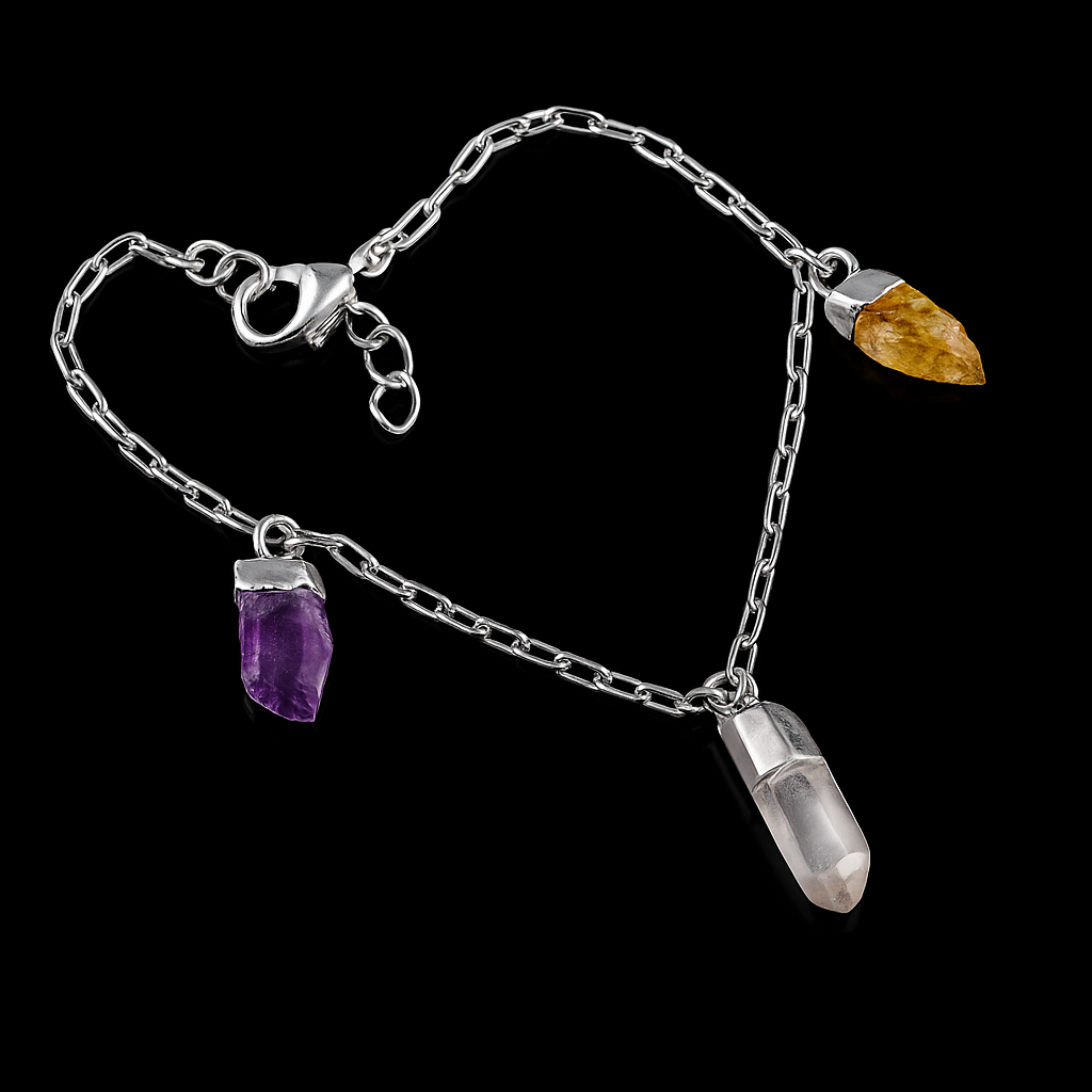 Amethyst Crystal and Citrine Bracelet #1006.1