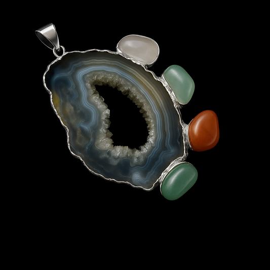 Geode with Tumble Stone Pendant #7.1