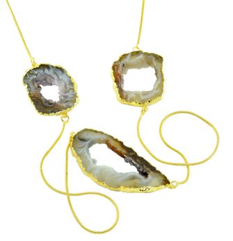 Triple natural geode Necklace #2006.1