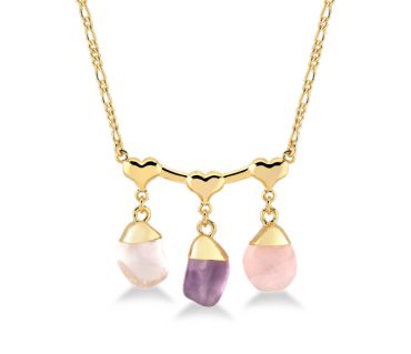 Tumble Stone Triple End Necklace #2076.1