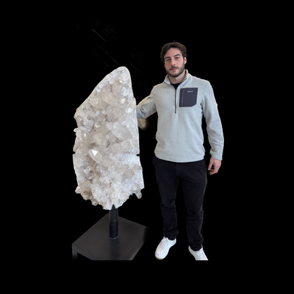 Clear Quartz Monolith on Custom Iron Base – 165cm | 301kg