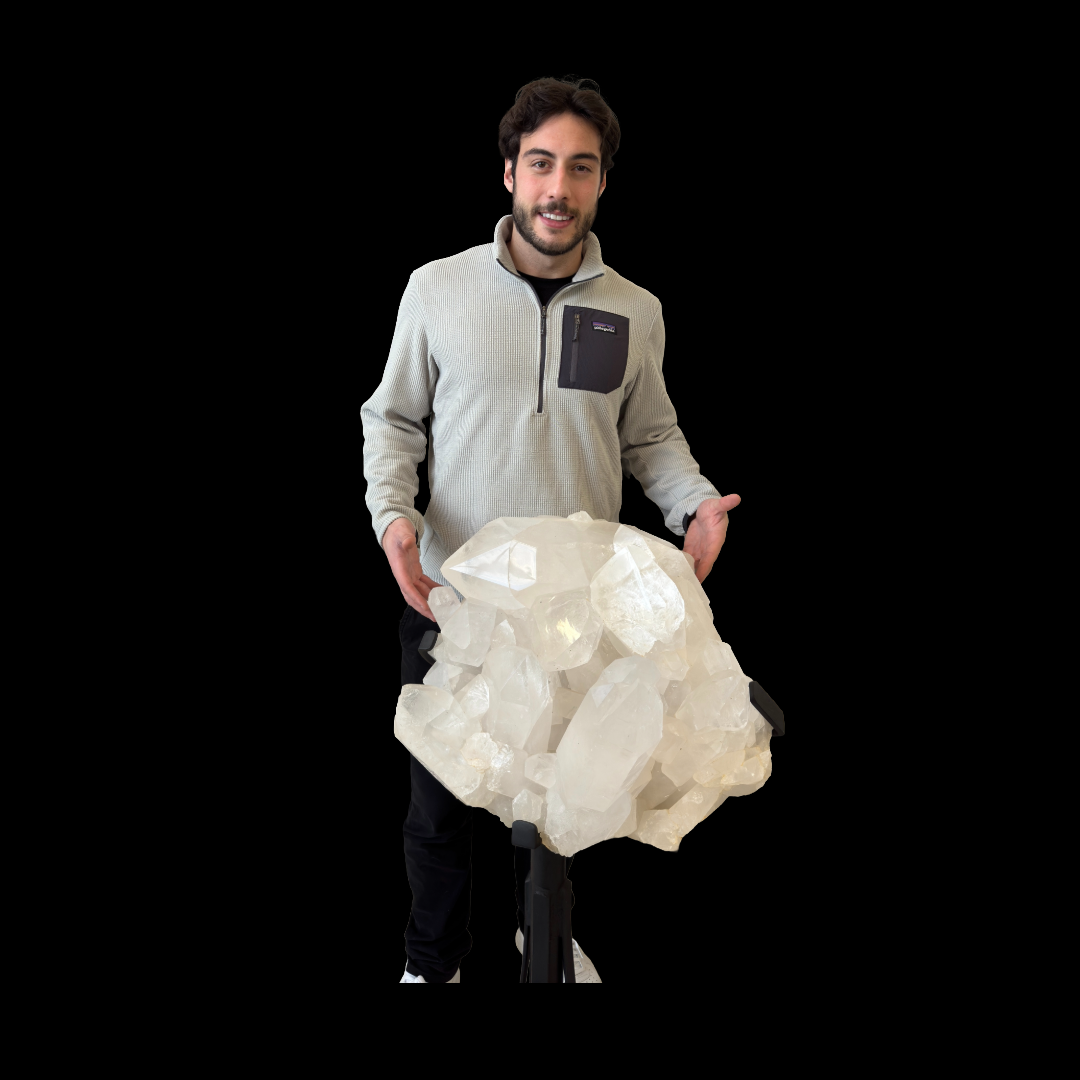 Clear Quartz Collector’s Statement Piece on Custom Iron Base – 112cm | 75kg