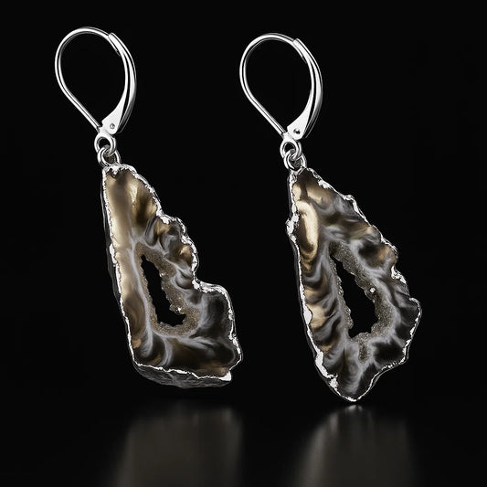 Natural Geode Earring #1522.1