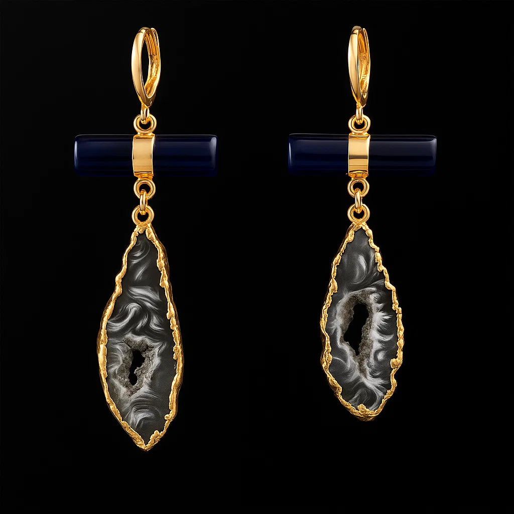 Agate with Natural Geode Earring # 1530.1