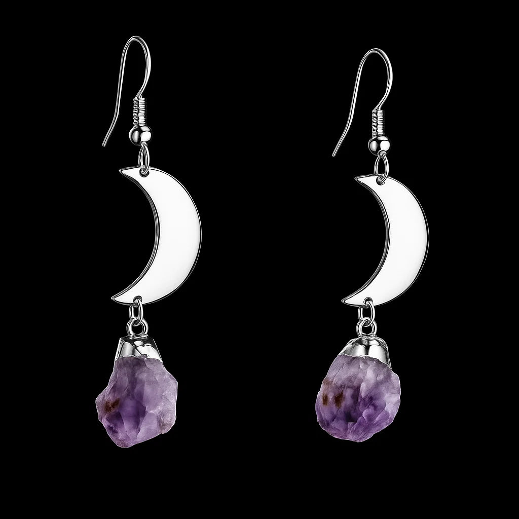 Moon with Druse Earring #1549.1