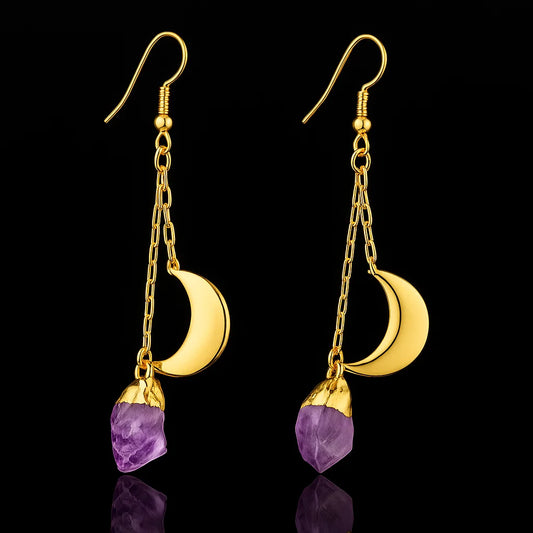 Moon with Druse Earring #2 #1550.1