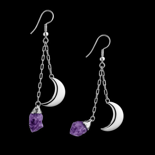 Moon with Druse Earring #2 #1550.1